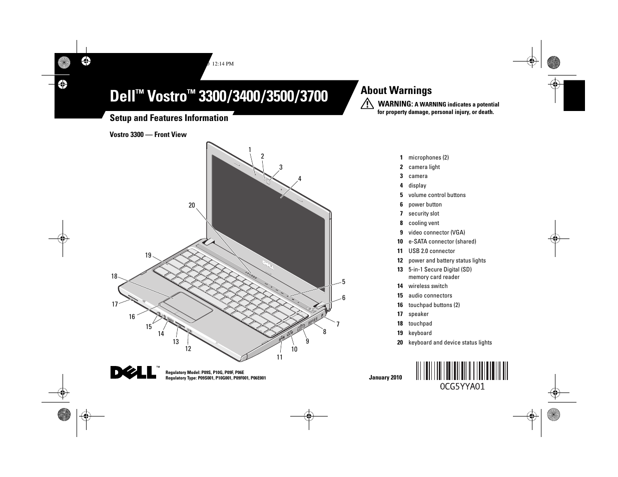 Dell Vostro 3500 (Early 2010) User Manual | 12 pages
