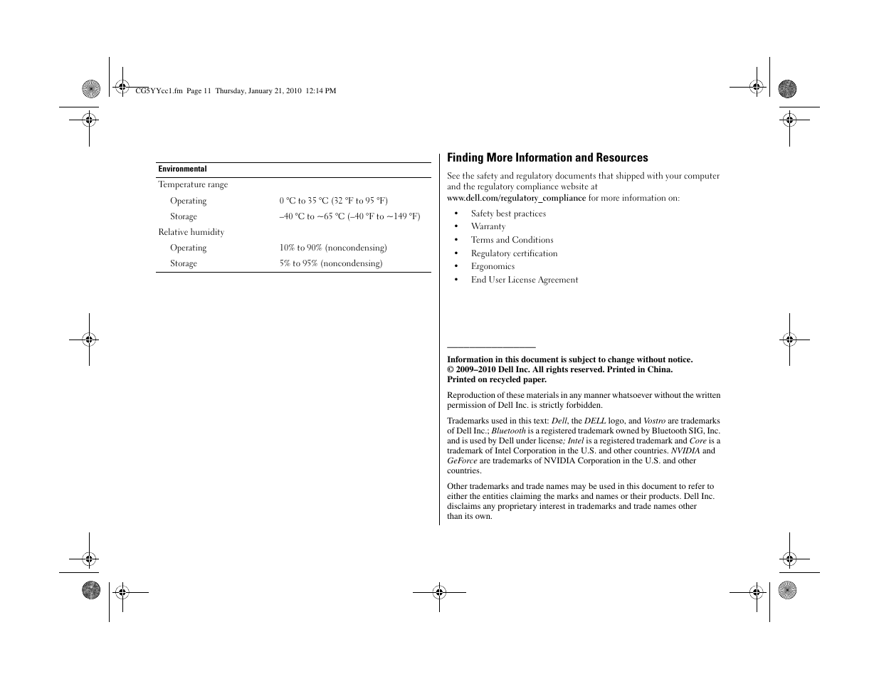 Finding more information and resources | Dell Vostro 3500 (Early 2010) User Manual | Page 11 / 12