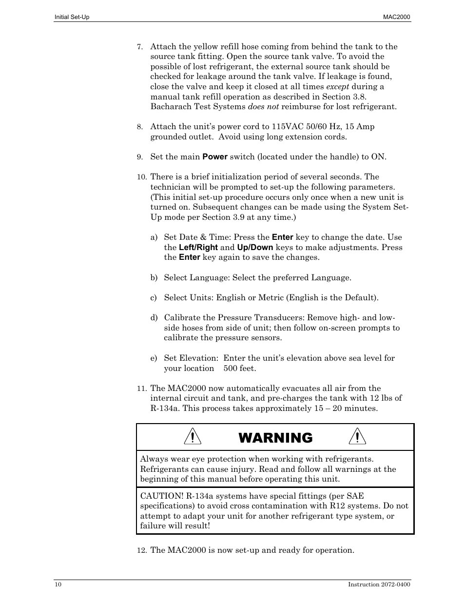 Warning | Bacharach 2072-0400 User Manual | Page 14 / 40