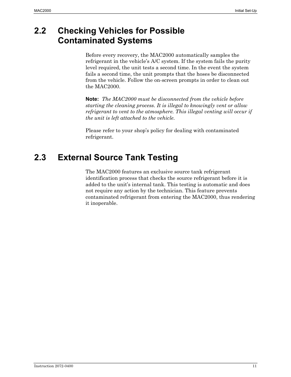External source tank testing, 3 external source tank testing | Bacharach 2072-0400 User Manual | Page 15 / 40