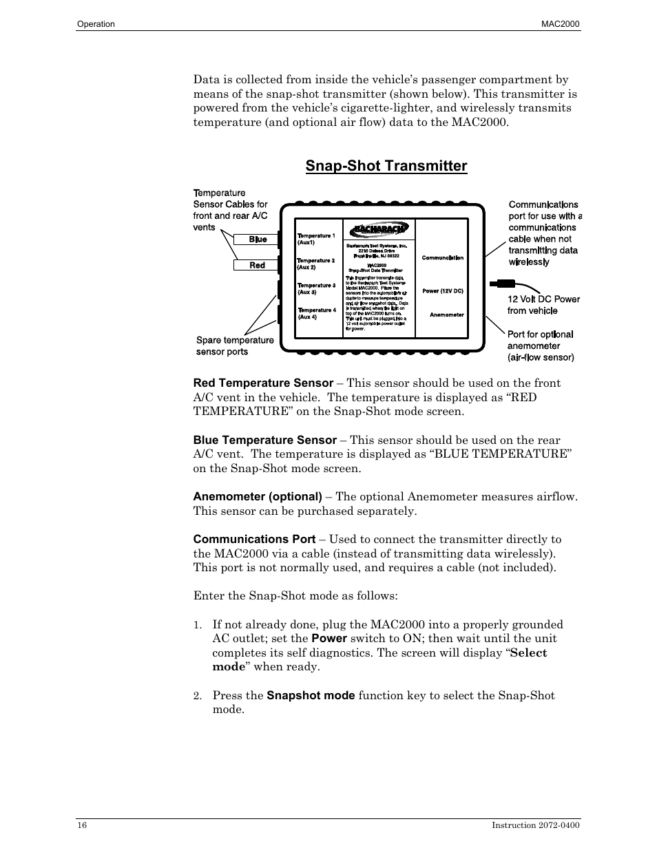 Snap-shot transmitter | Bacharach 2072-0400 User Manual | Page 20 / 40