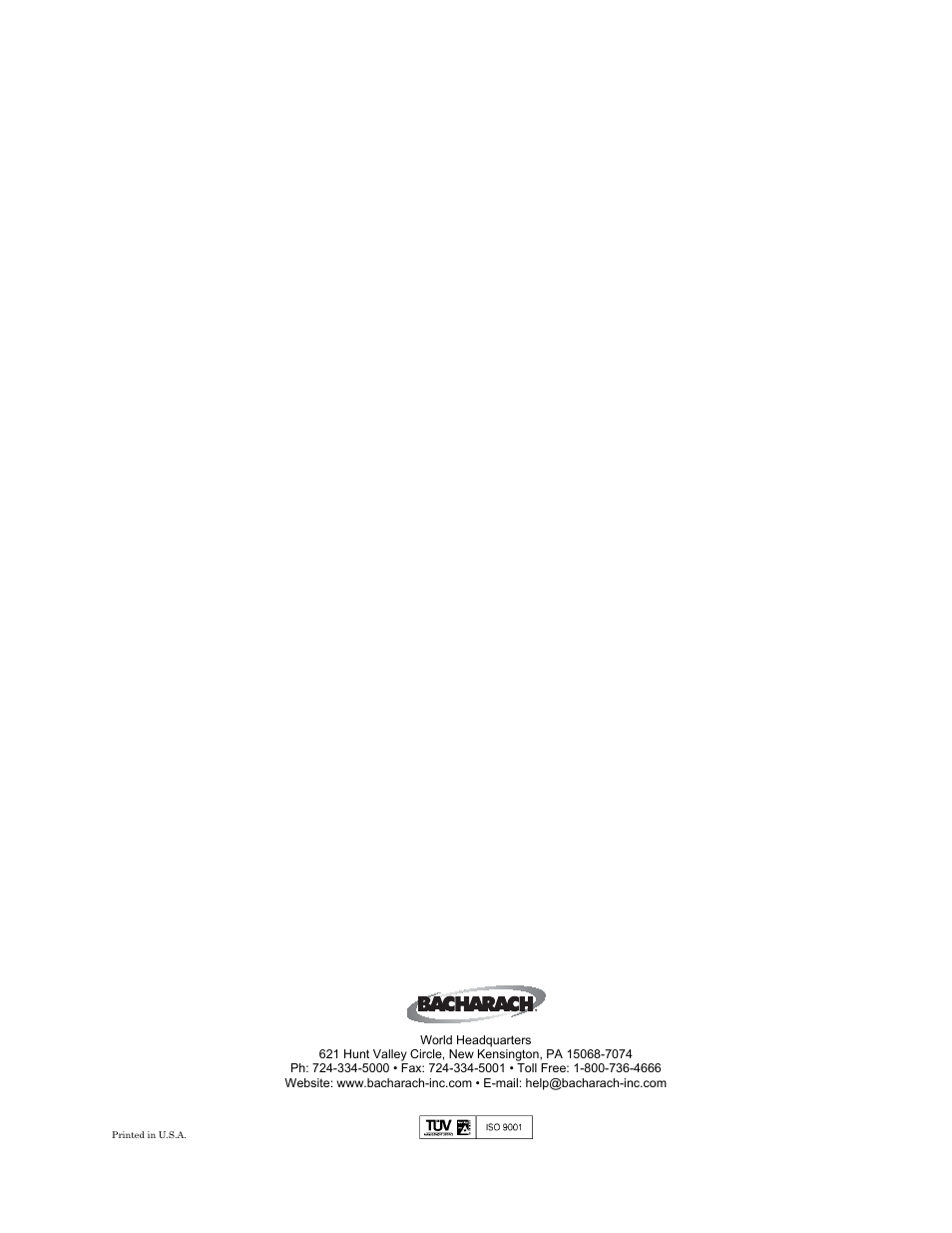 Bacharach 2072-0400 User Manual | Page 40 / 40