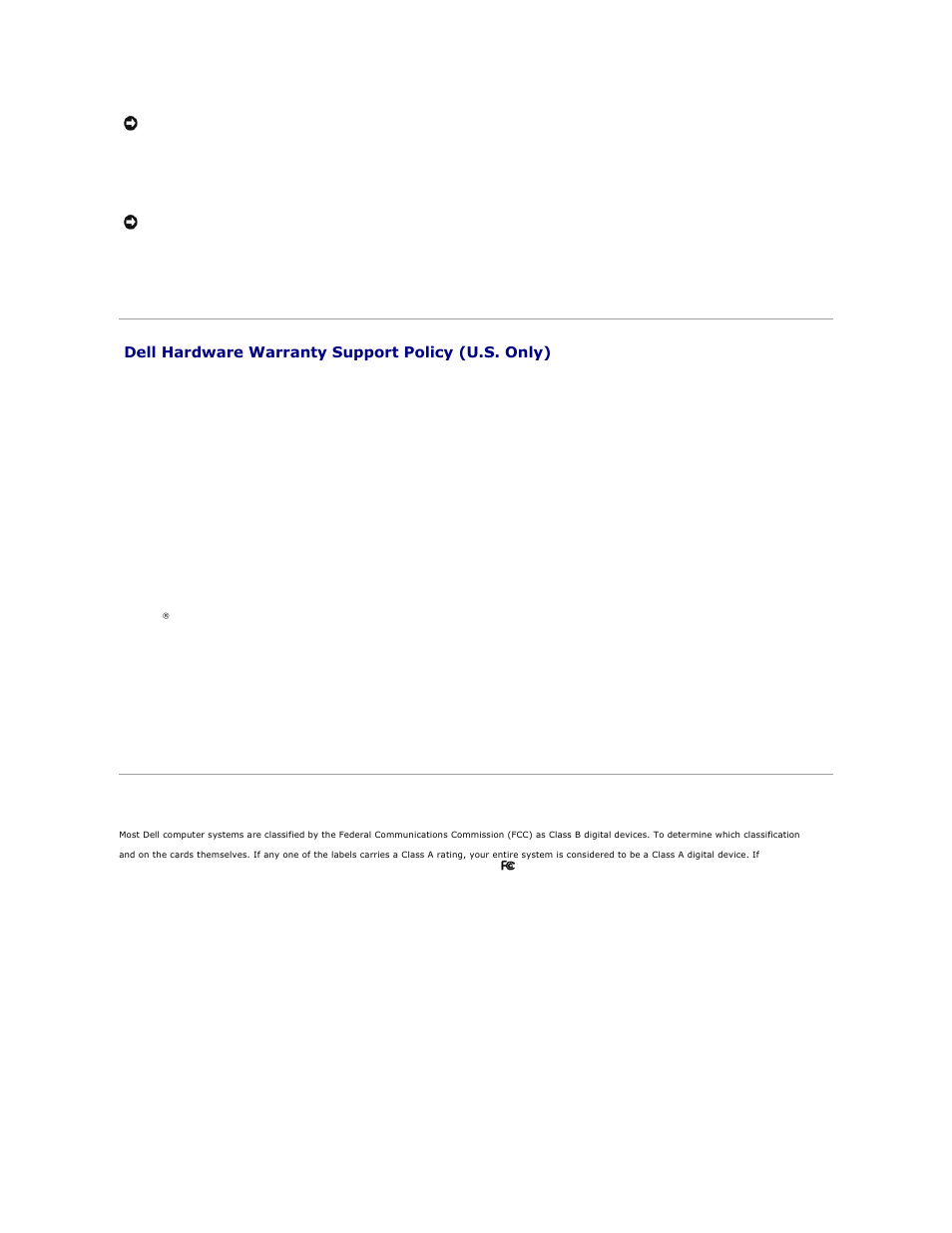 Dell hardware warranty support policy (u.s. only), Fcc notices (u.s. only), Class a | Dell XPS 710 User Manual | Page 13 / 105