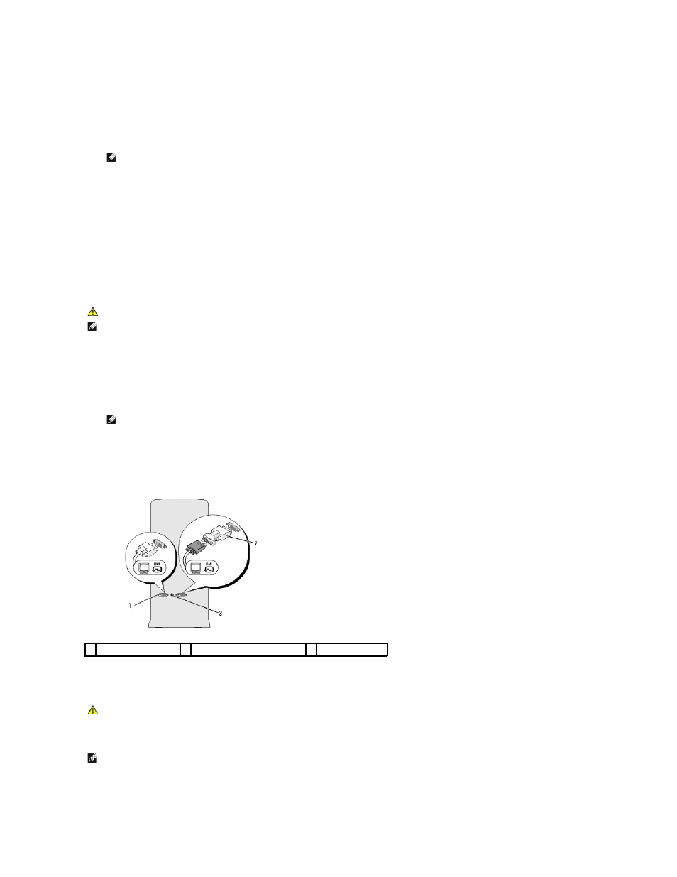 Note, Connecting a monitor (with an, Adapter) | Connecting a monitor (with an adapter) | Dell XPS 710 User Manual | Page 72 / 105