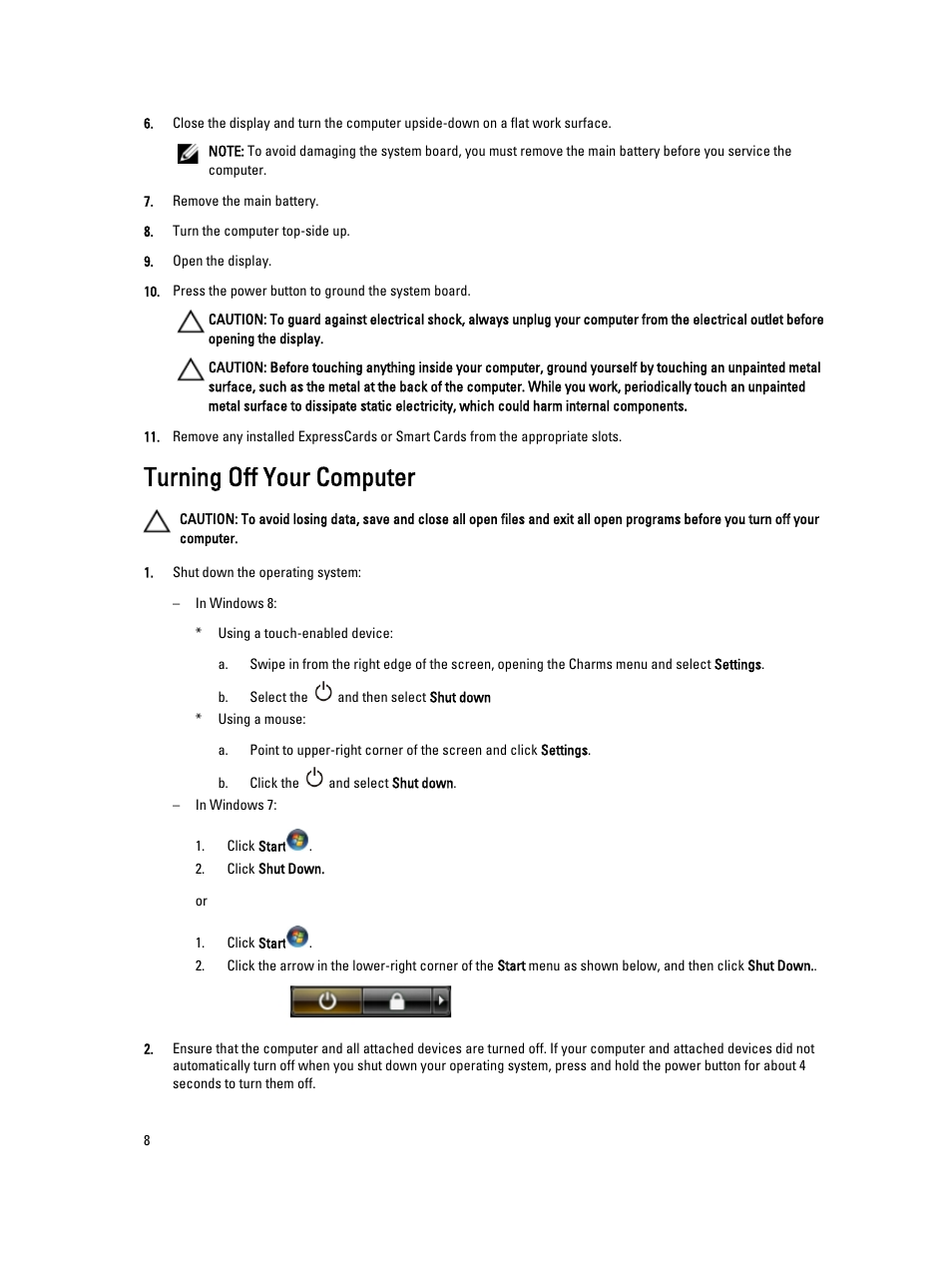 Turning off your computer | Dell Latitude E6430s (Mid 2012) User Manual | Page 8 / 81