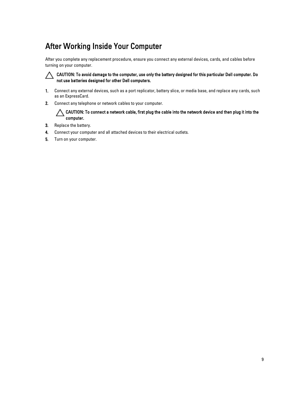 After working inside your computer | Dell Latitude E6430s (Mid 2012) User Manual | Page 9 / 81