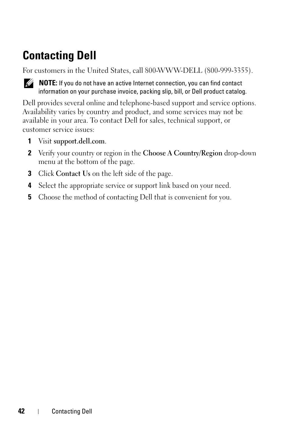 Contacting dell | Dell 2400MP Projector User Manual | Page 42 / 49