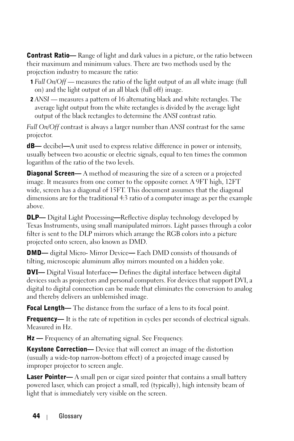 Dell 2400MP Projector User Manual | Page 44 / 49