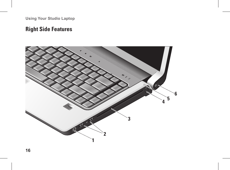 Right side features | Dell Studio 1537 (Late 2008) User Manual | Page 18 / 84