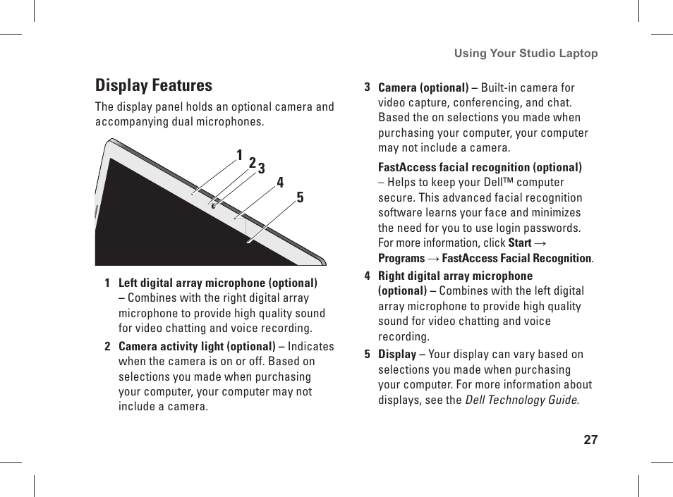 Display features | Dell Studio 1537 (Late 2008) User Manual | Page 29 / 84