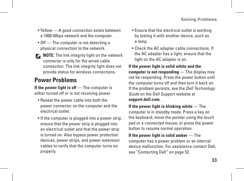 Power problems | Dell Studio 1537 (Late 2008) User Manual | Page 35 / 84