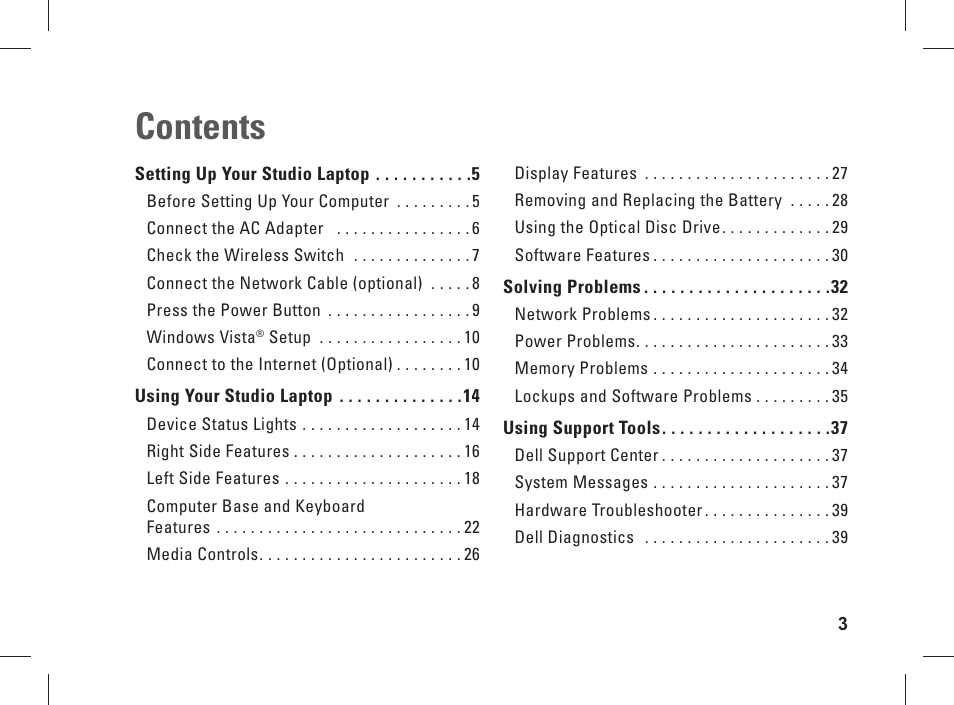 Dell Studio 1537 (Late 2008) User Manual | Page 5 / 84