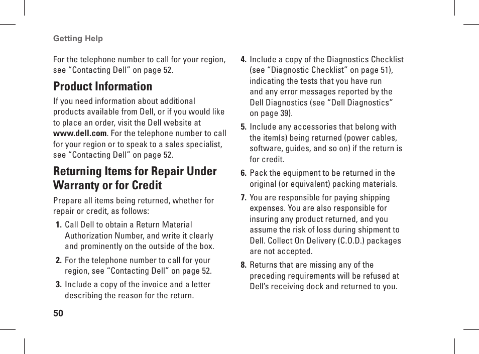 Product information | Dell Studio 1537 (Late 2008) User Manual | Page 52 / 84