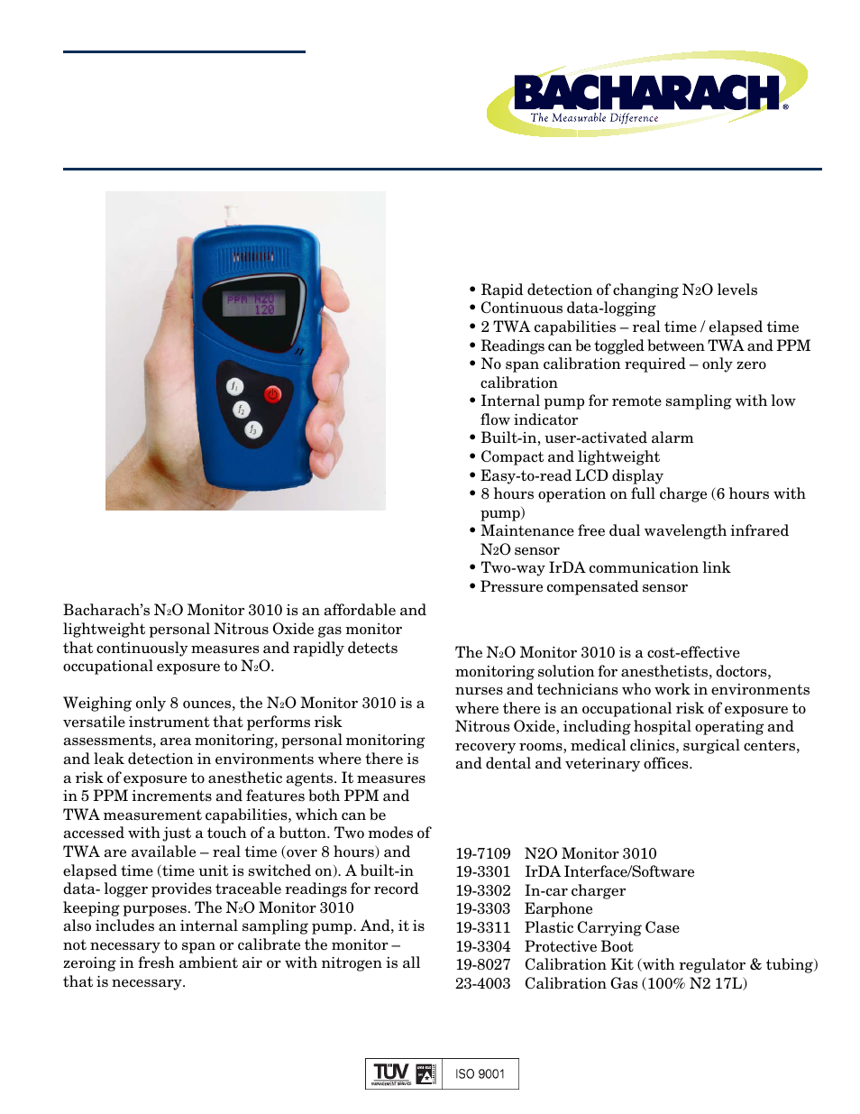 Bacharach 3010 User Manual | 1 page