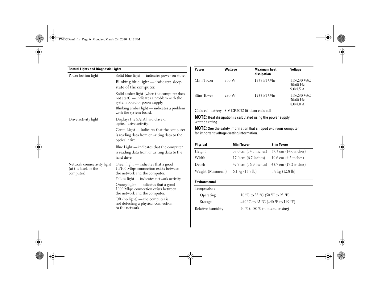 Dell Vostro 230 (Early 2010) User Manual | Page 6 / 8