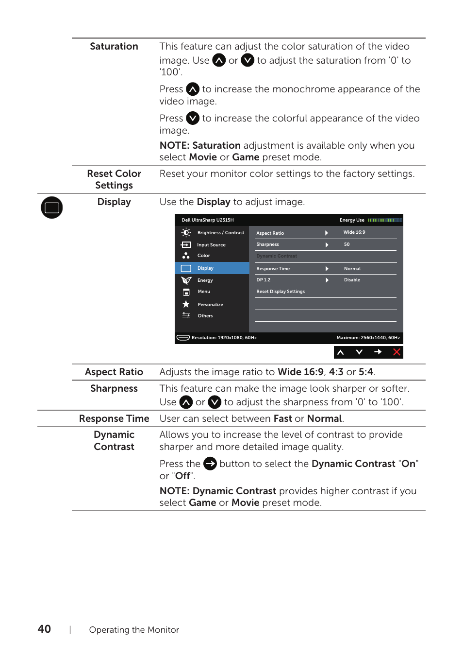 Dell UltraSharp 25 Monitor User Manual | Page 40 / 63