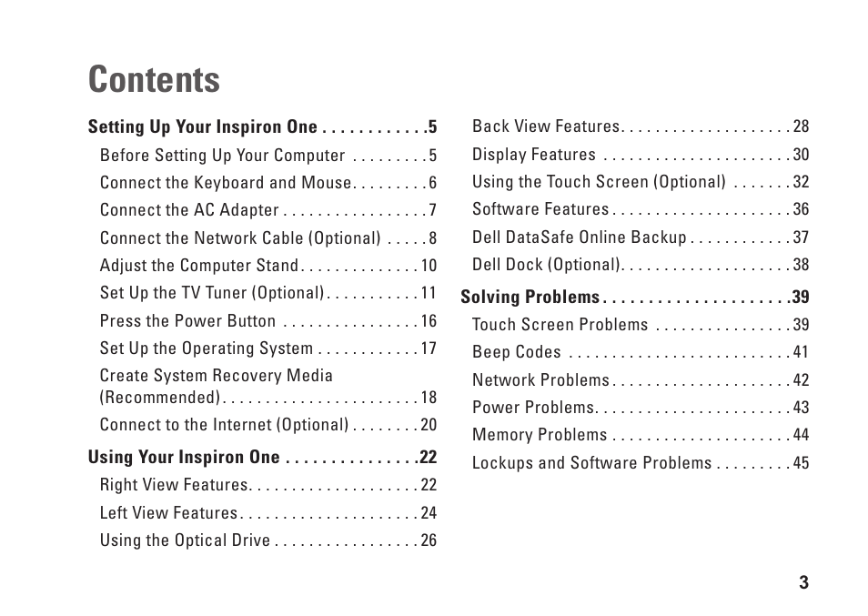 Dell Inspiron One 2205 (Mid 2010) User Manual | Page 5 / 86