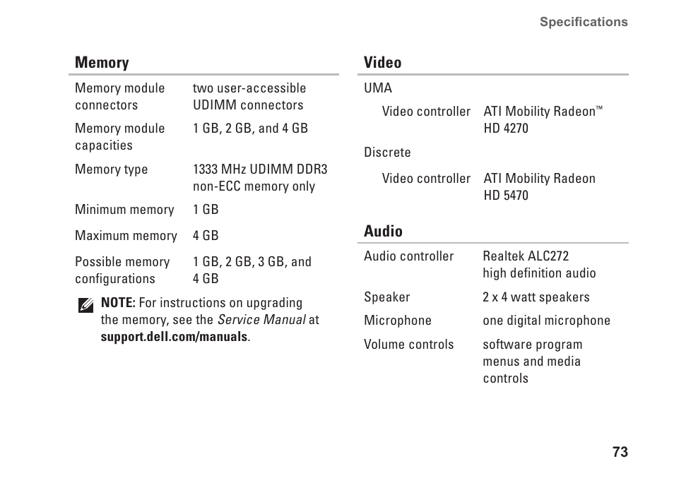Dell Inspiron One 2205 (Mid 2010) User Manual | Page 75 / 86