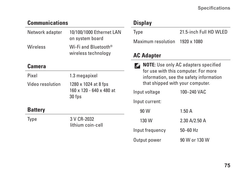 Dell Inspiron One 2205 (Mid 2010) User Manual | Page 77 / 86