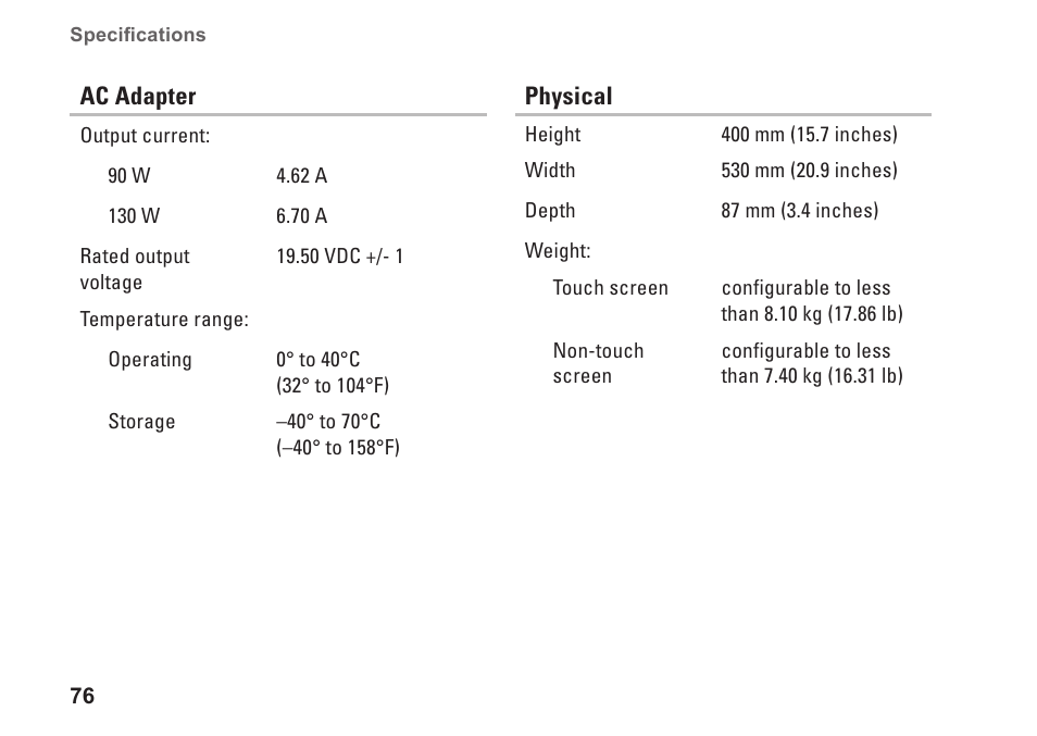 Dell Inspiron One 2205 (Mid 2010) User Manual | Page 78 / 86