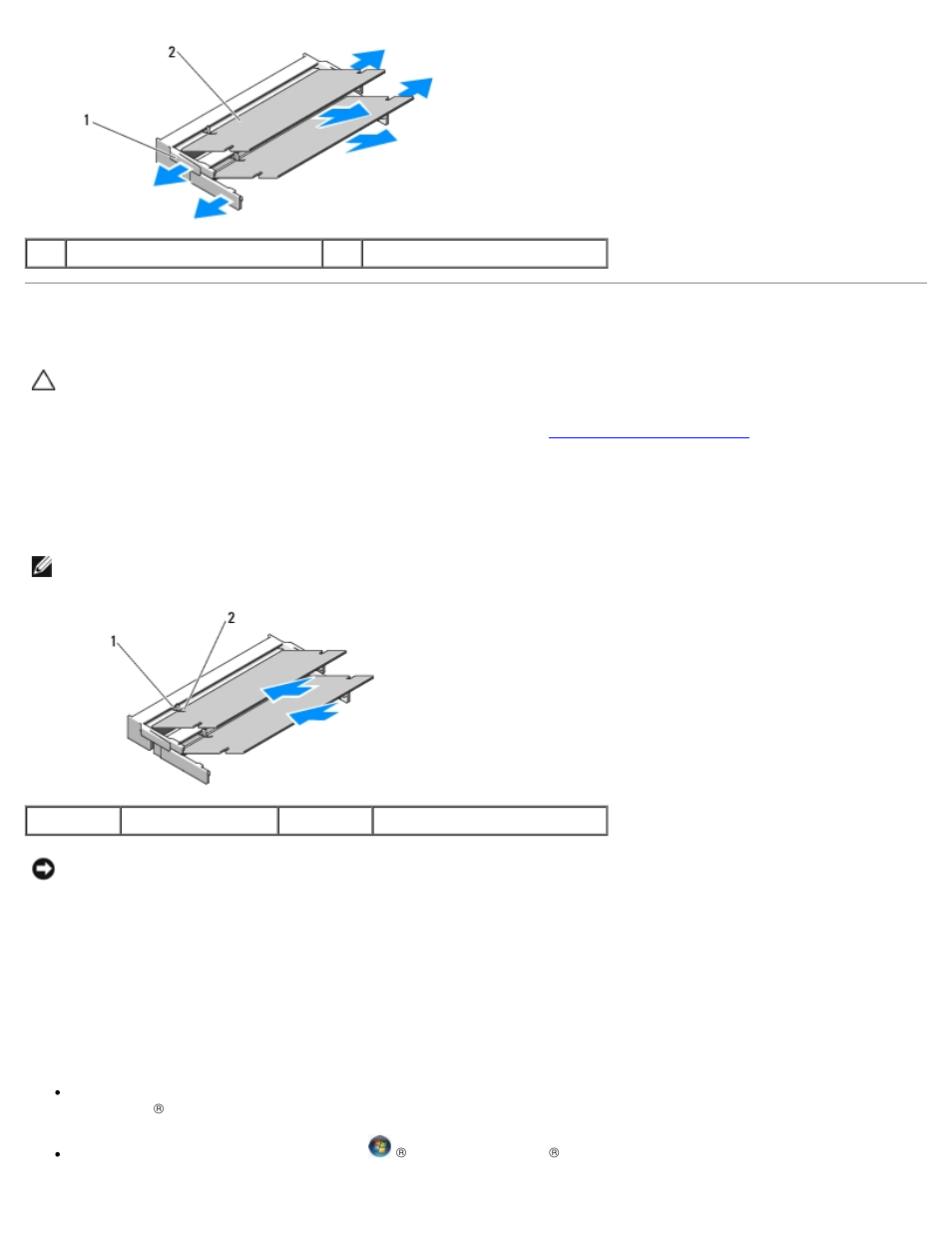 Replacing a memory module | Dell Vostro 1710 (Early 2008) User Manual | Page 31 / 69