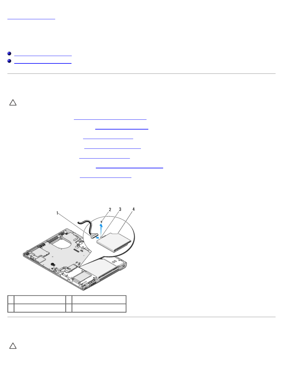 Optical drive: dell vostro 1710 service manual, Optical drive, Removing the optical drive | Replacing the optical drive | Dell Vostro 1710 (Early 2008) User Manual | Page 54 / 69