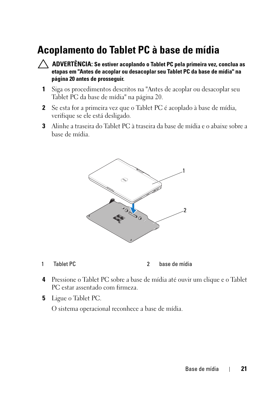 Acoplamento do tablet pc à base de mídia | Dell Latitude XT3 (Mid 2011) User Manual | Page 23 / 36