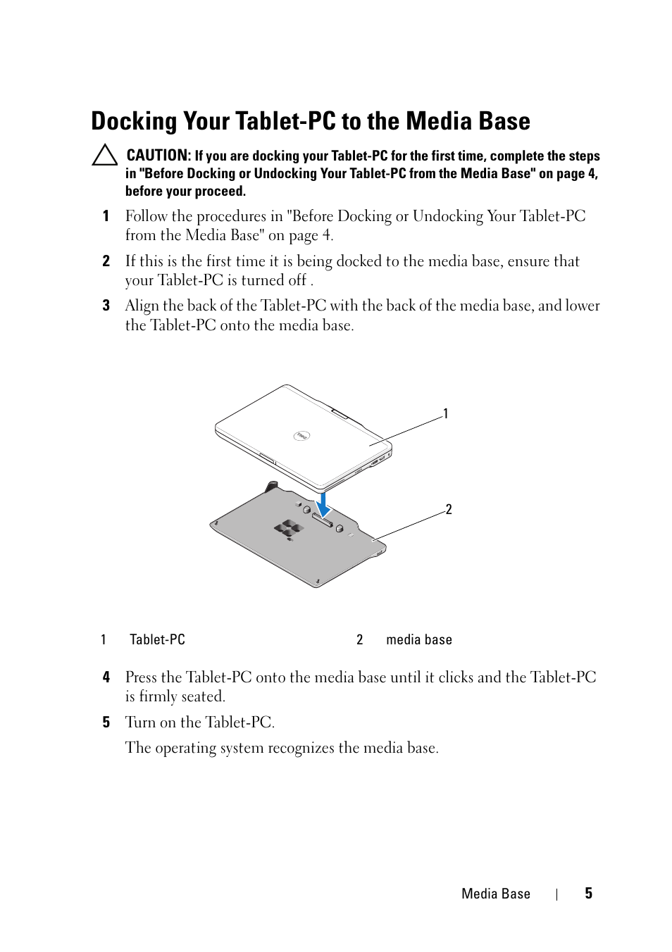 Docking your tablet-pc to the media base | Dell Latitude XT3 (Mid 2011) User Manual | Page 7 / 36