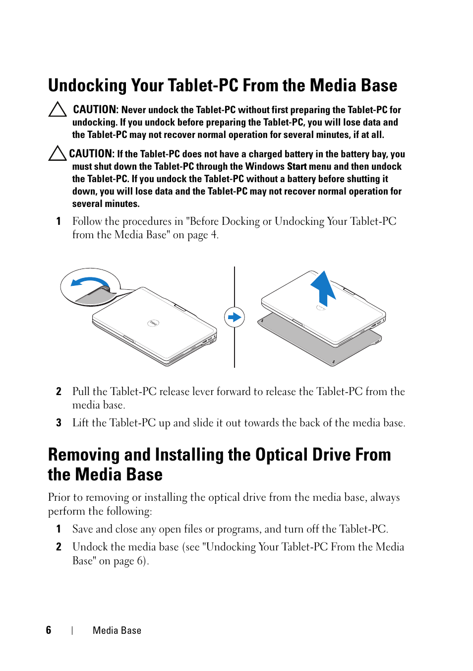 Undocking your tablet-pc from the media base | Dell Latitude XT3 (Mid 2011) User Manual | Page 8 / 36