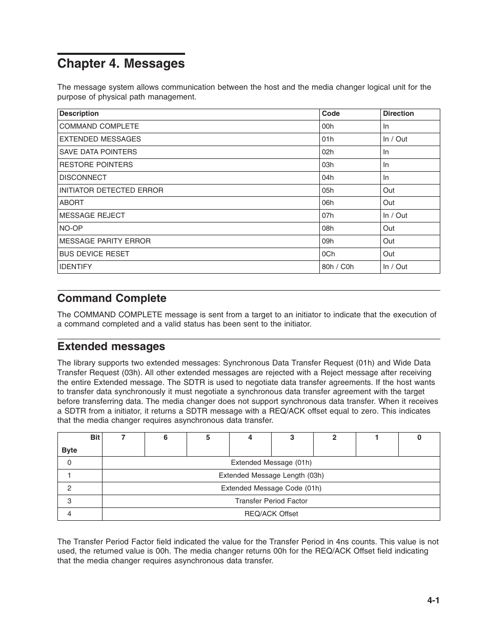 Chapter 4. messages, Command complete, Extended messages | Chapter, Messages, Command, Complete, Extended | Dell PowerVault TL2000 User Manual | Page 101 / 116