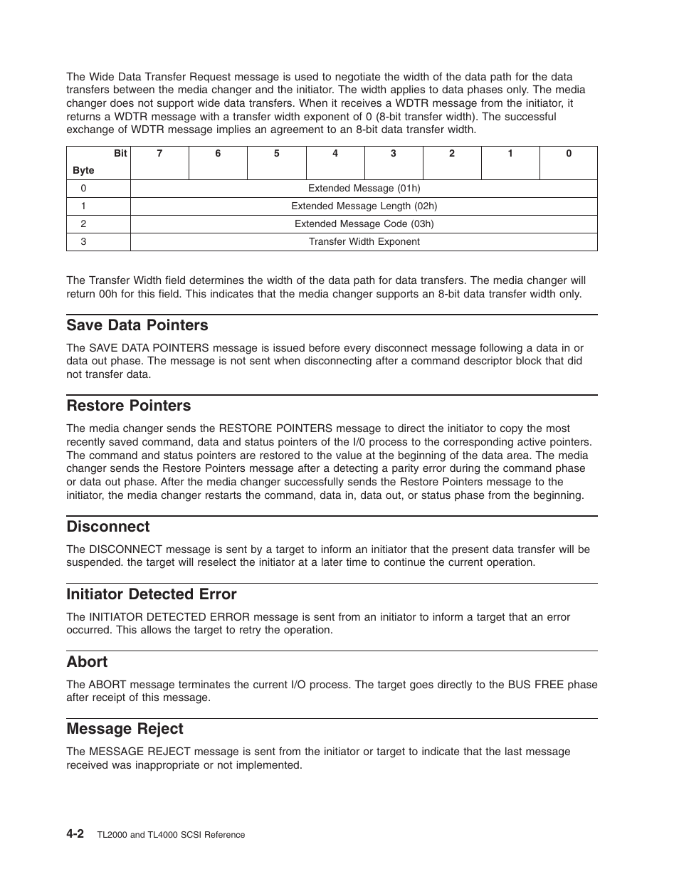 Save data pointers, Restore pointers, Disconnect | Initiator detected error, Abort, Message reject, Save, Data, Pointers, Restore | Dell PowerVault TL2000 User Manual | Page 102 / 116