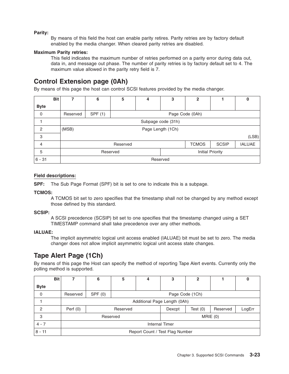 Control, Extension, 0ah) | Tape, Alert, 1ch), Page | Dell PowerVault TL2000 User Manual | Page 37 / 116