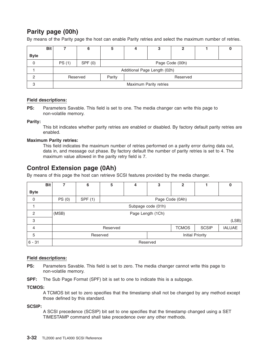 Parity, 00h), Control | Extension, 0ah), Page | Dell PowerVault TL2000 User Manual | Page 46 / 116