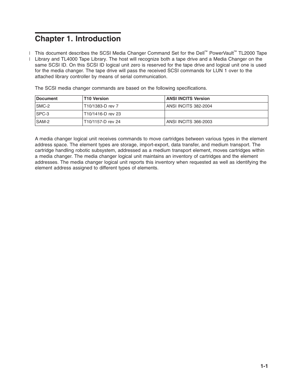 Chapter 1. introduction, Chapter, Introduction | Dell PowerVault TL2000 User Manual | Page 7 / 116