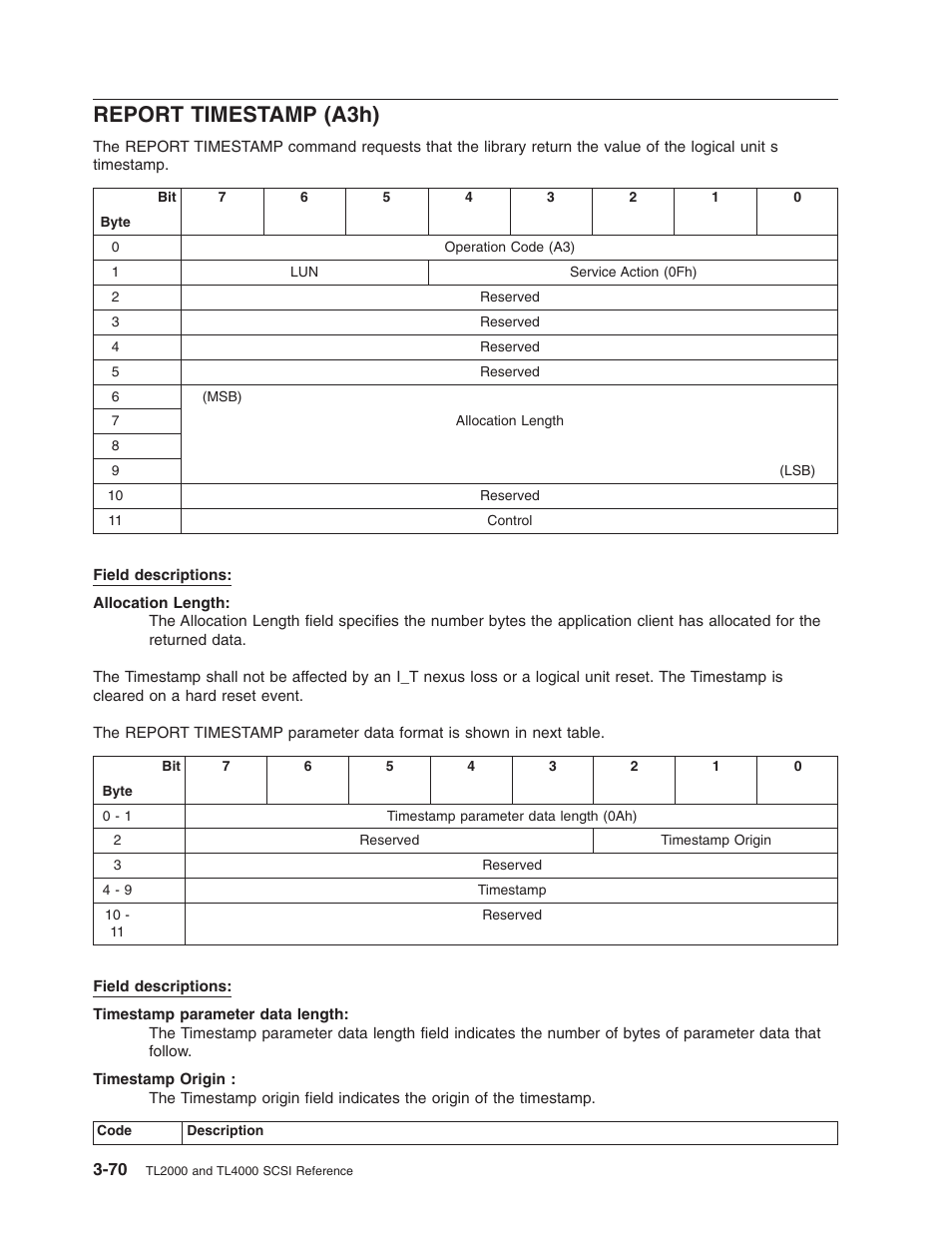 Report timestamp (a3h), Report, Timestamp | A3h) | Dell PowerVault TL2000 User Manual | Page 84 / 116