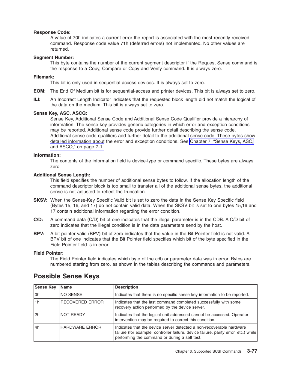 Possible sense keys, Possible, Sense | Keys | Dell PowerVault TL2000 User Manual | Page 91 / 116