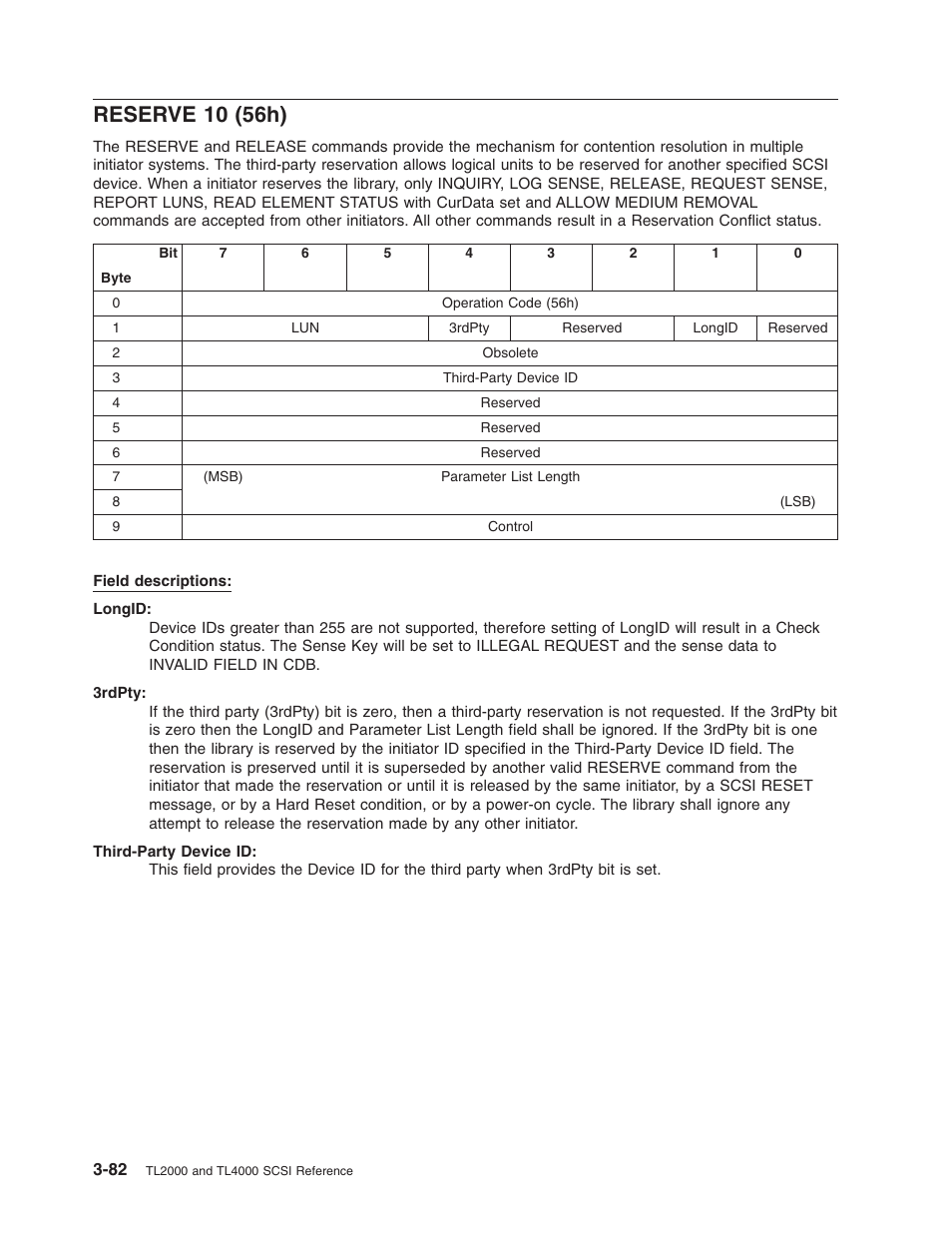 Reserve 10 (56h), Reserve, 56h) | Dell PowerVault TL2000 User Manual | Page 96 / 116