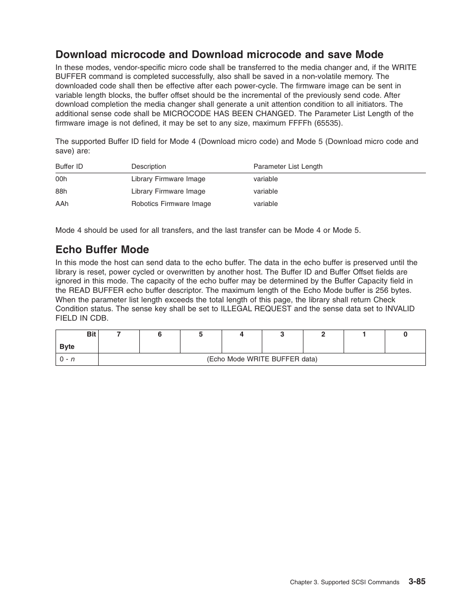 Echo buffer mode, Download, Microcode | Save, Mode, Echo, Buffer | Dell PowerVault TL2000 User Manual | Page 99 / 116