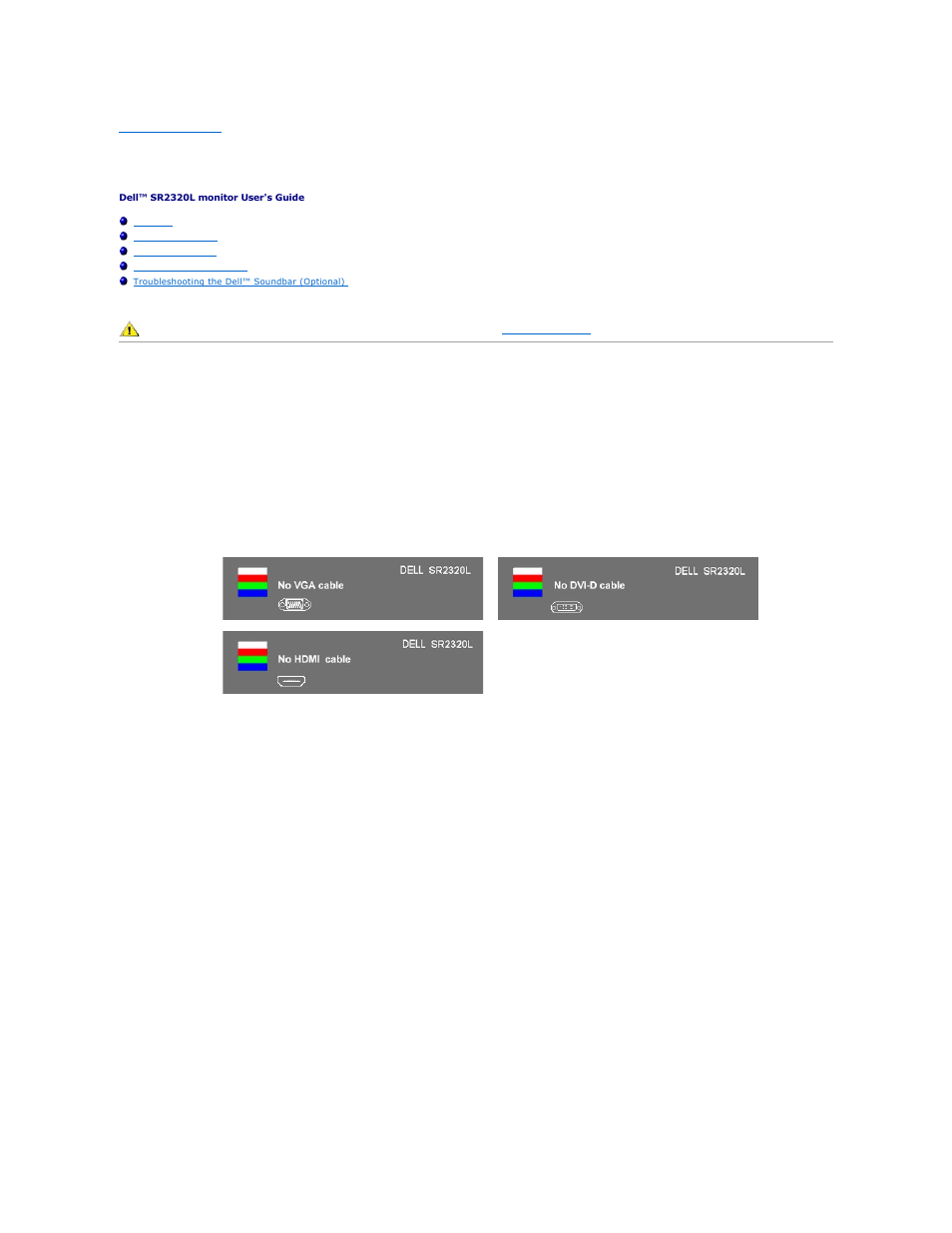 Solving problems, Self-test, Built-in diagnostics | Dell SR2320L Monitor User Manual | Page 30 / 33