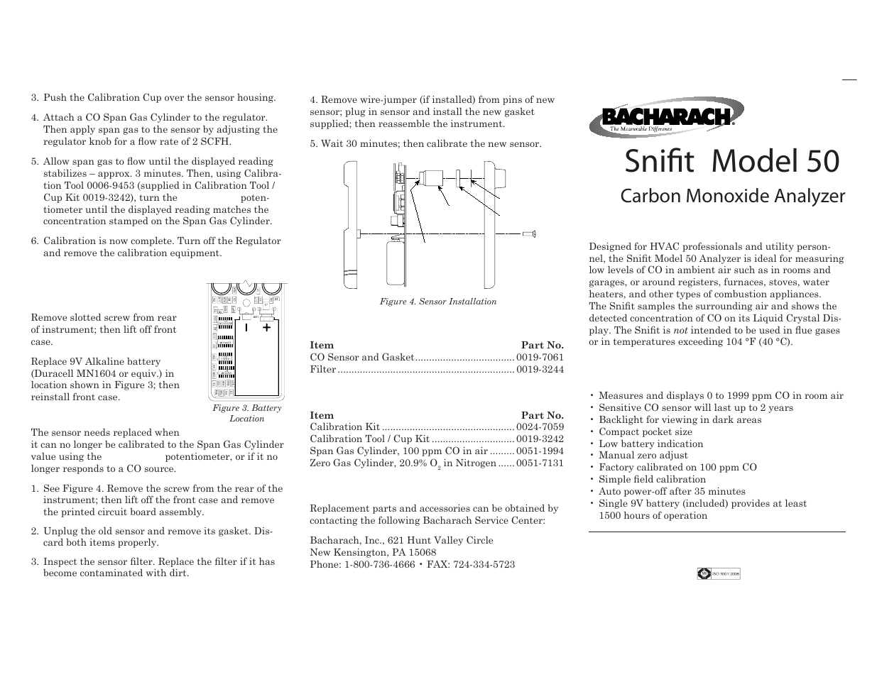 Bacharach 50 User Manual | 2 pages