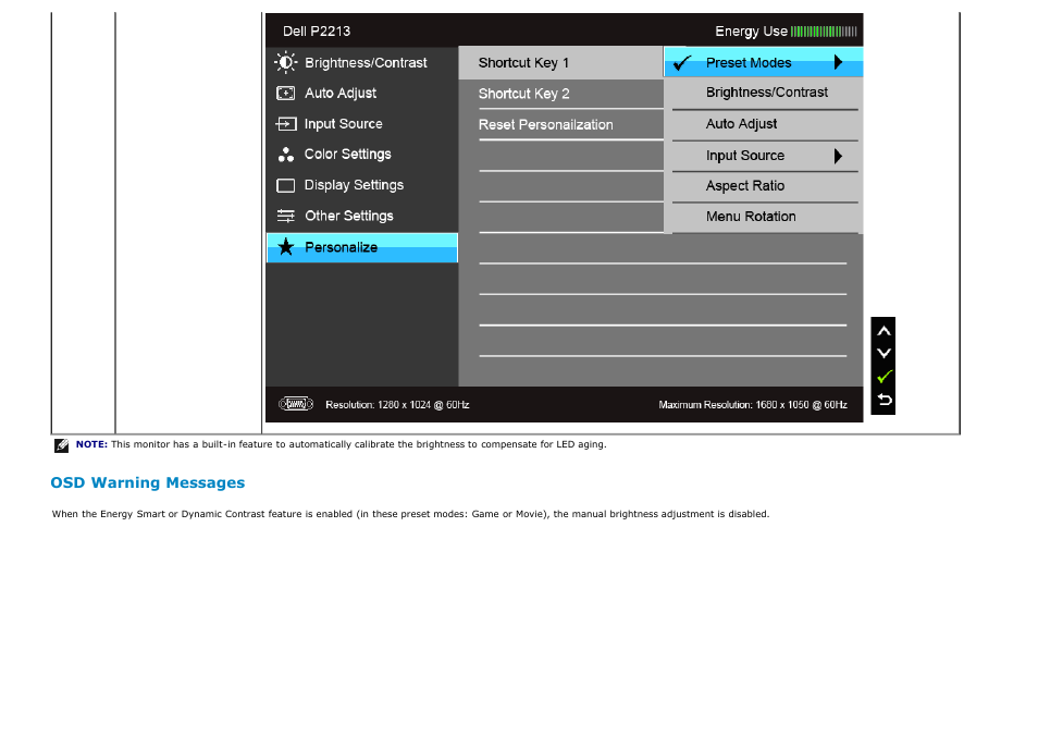 Osd warning messages | Dell P1913 Monitor User Manual | Page 43 / 59