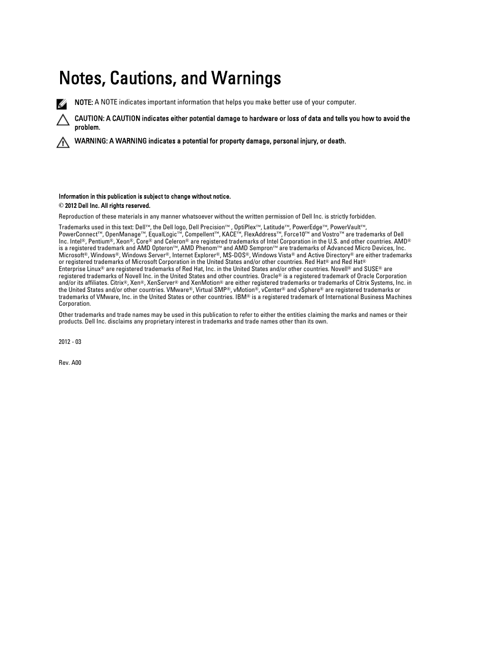 Notes, cautions, and warnings, Installation and configuration | Dell PowerEdge M710HD User Manual | Page 2 / 11