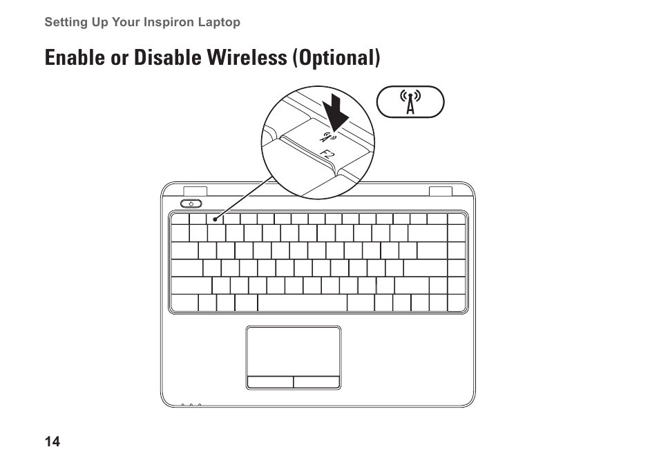 Enable or disable wireless (optional) | Dell Inspiron M301Z (Mid 2010) User Manual | Page 16 / 90