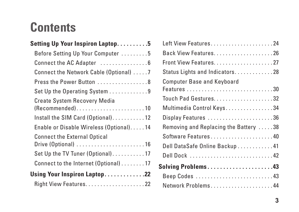 Dell Inspiron M301Z (Mid 2010) User Manual | Page 5 / 90