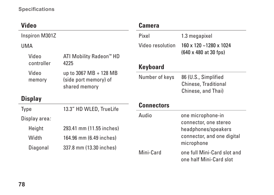 Dell Inspiron M301Z (Mid 2010) User Manual | Page 80 / 90