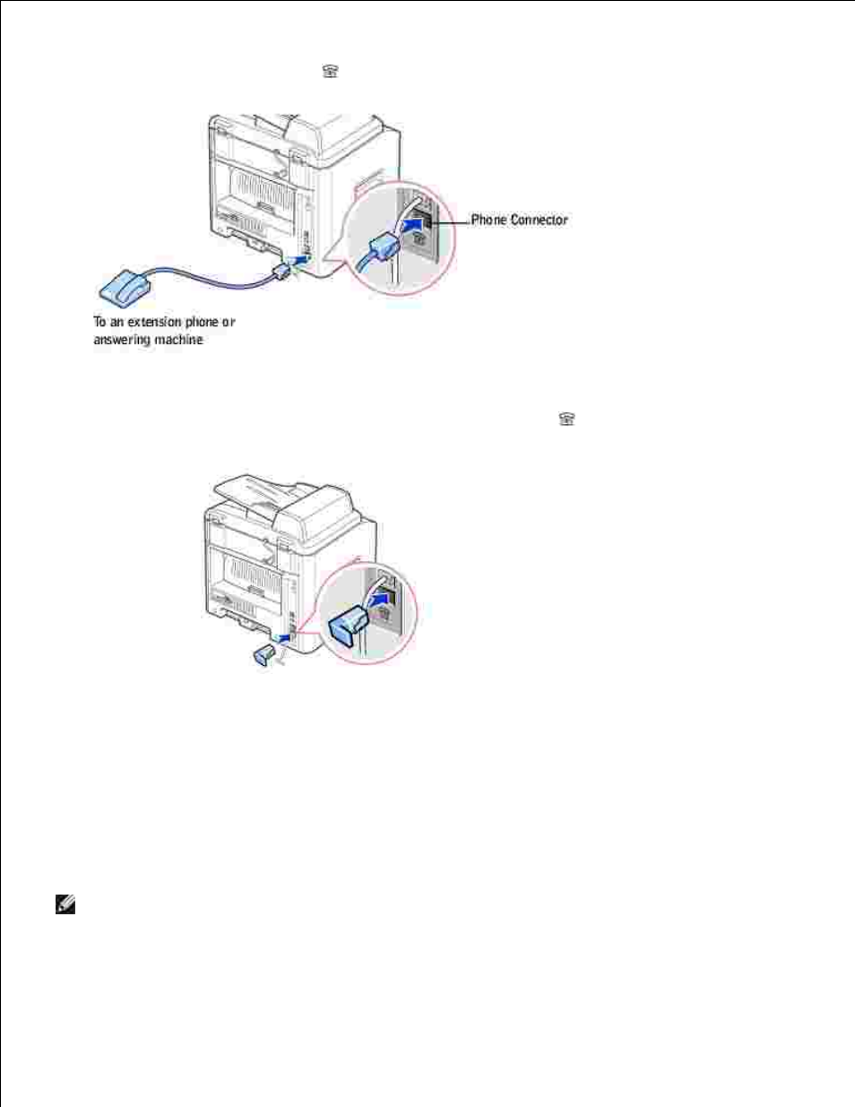 Connecting the printer cable, Connecting the multi-function printer locally | Dell 1600n Multifunction Mono Laser Printer User Manual | Page 22 / 188