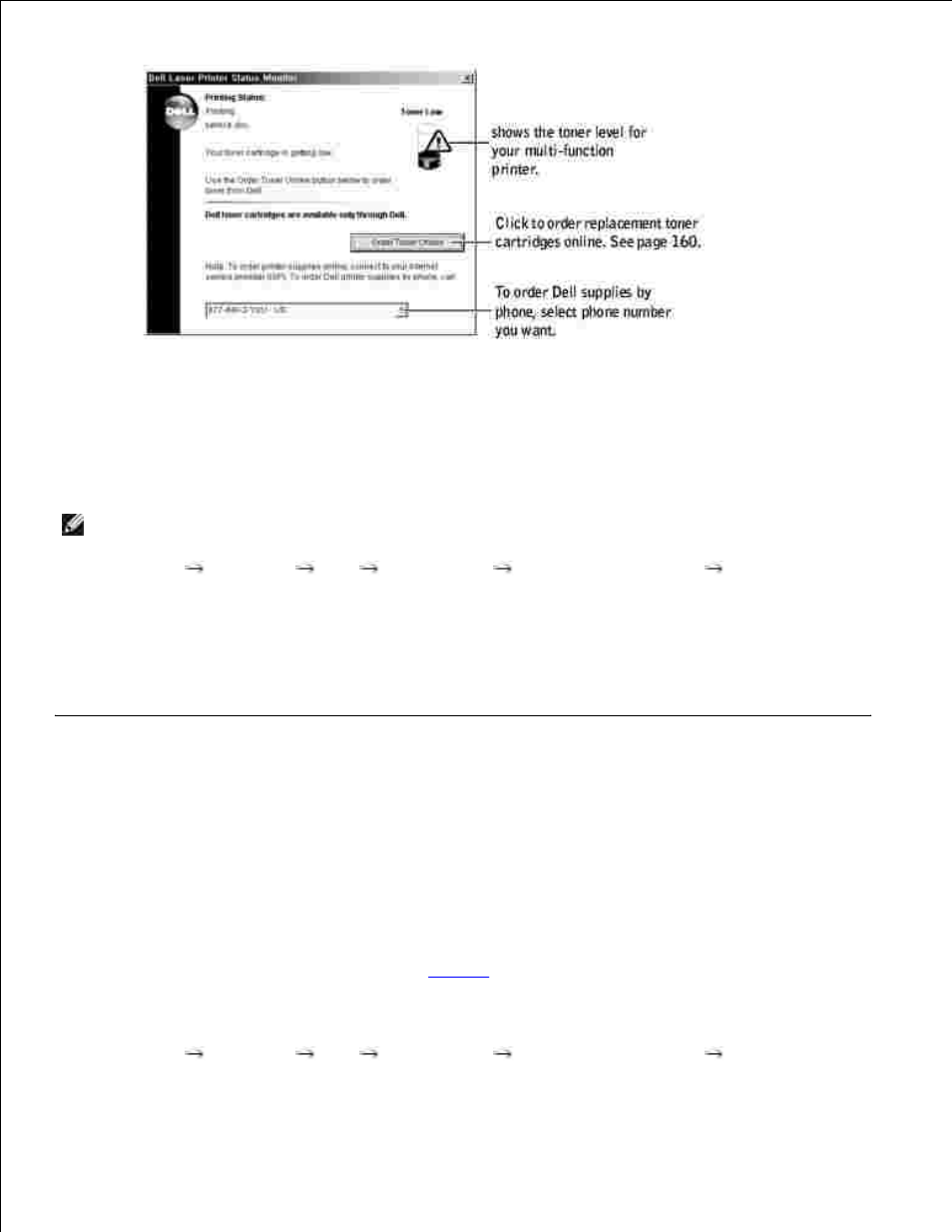 Network status monitor center, Printer settings utility | Dell 1600n Multifunction Mono Laser Printer User Manual | Page 35 / 188