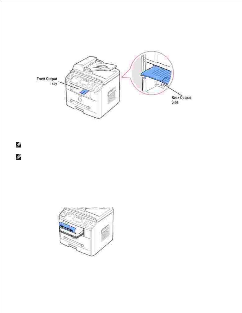 Selecting an output location, Printing to the front output tray (face down) | Dell 1600n Multifunction Mono Laser Printer User Manual | Page 50 / 188