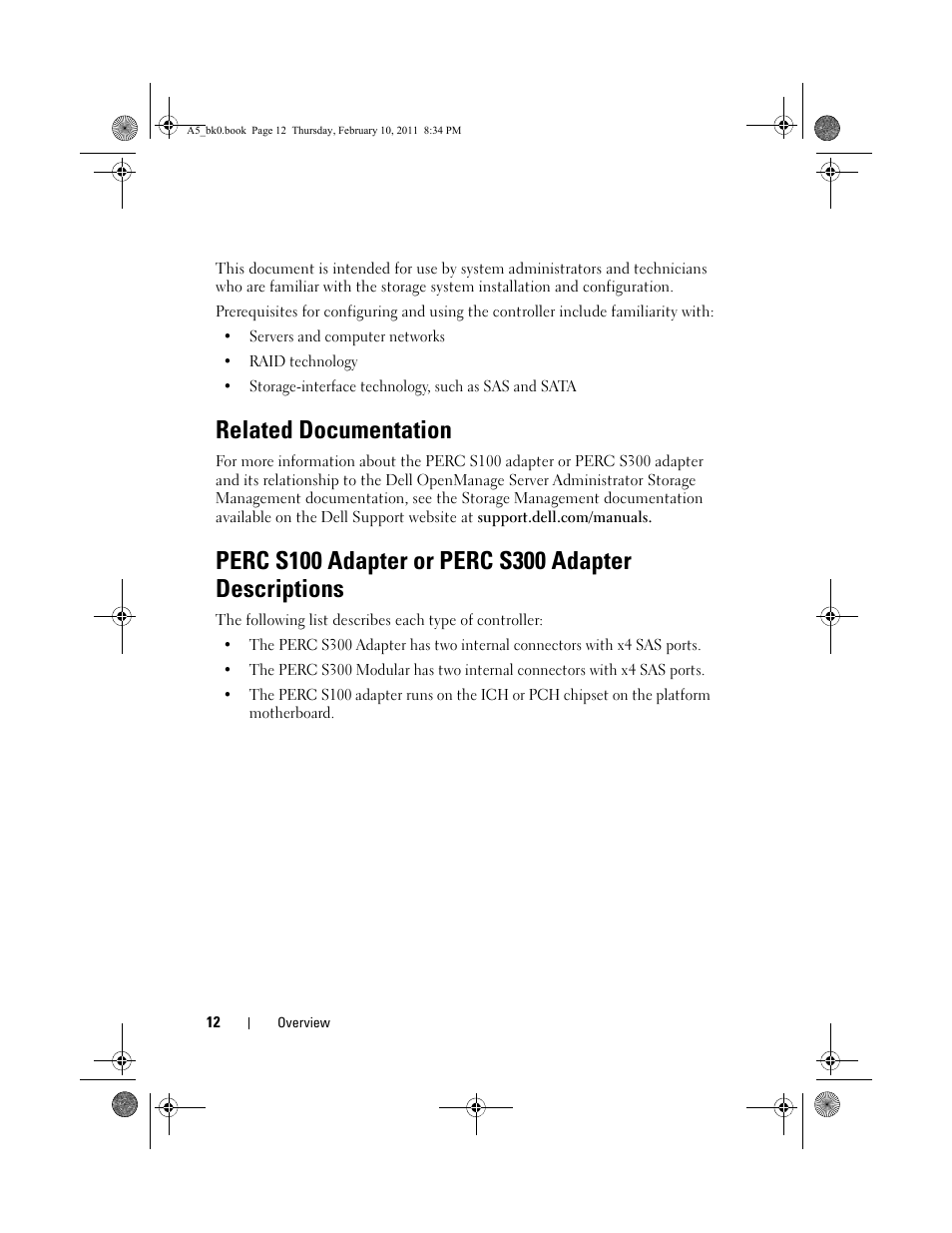 Related documentation | Dell PowerEdge RAID Controller S300 User Manual | Page 12 / 110