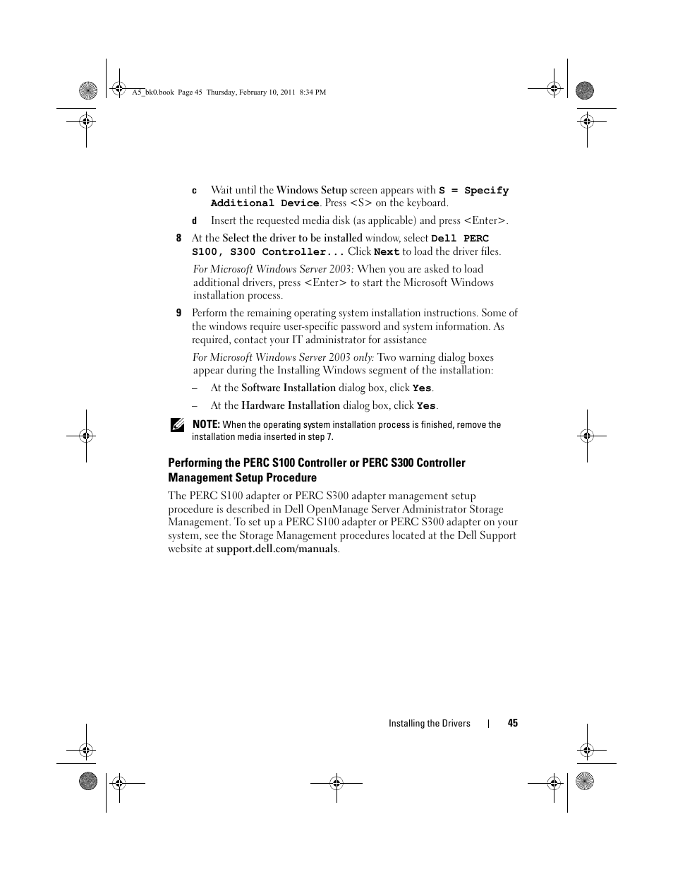 Dell PowerEdge RAID Controller S300 User Manual | Page 45 / 110